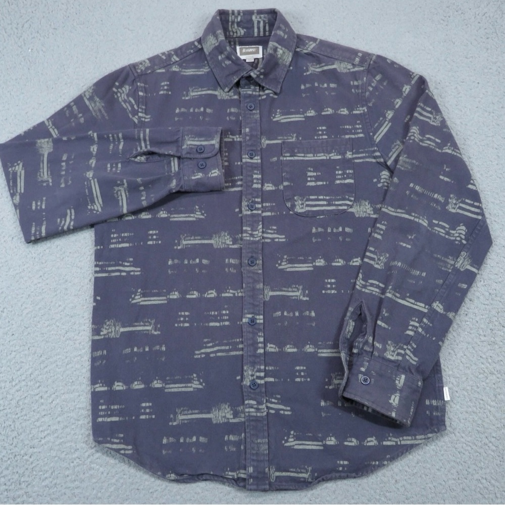 Altamont Sz L Men's Blue Patterned Shirt 100% Cotton Flannel